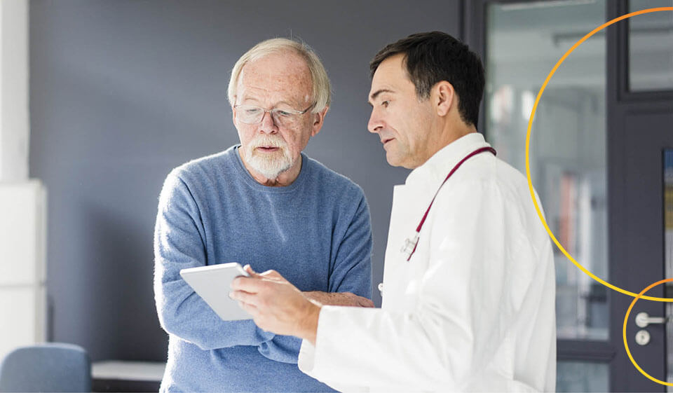 Healthcare professional showing patient information